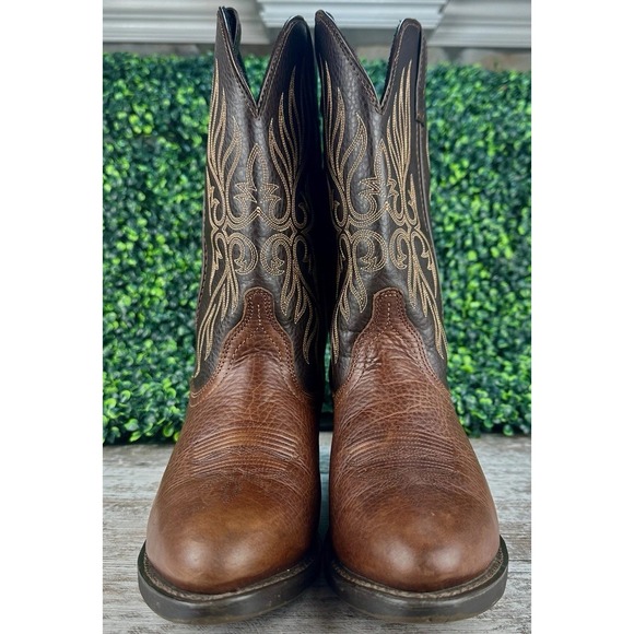 LAREDO Lea Vamp Fox Western Cowgirl Boots Women's 9.5M Brown Leather Barn Horses - Picture 2 of 13
